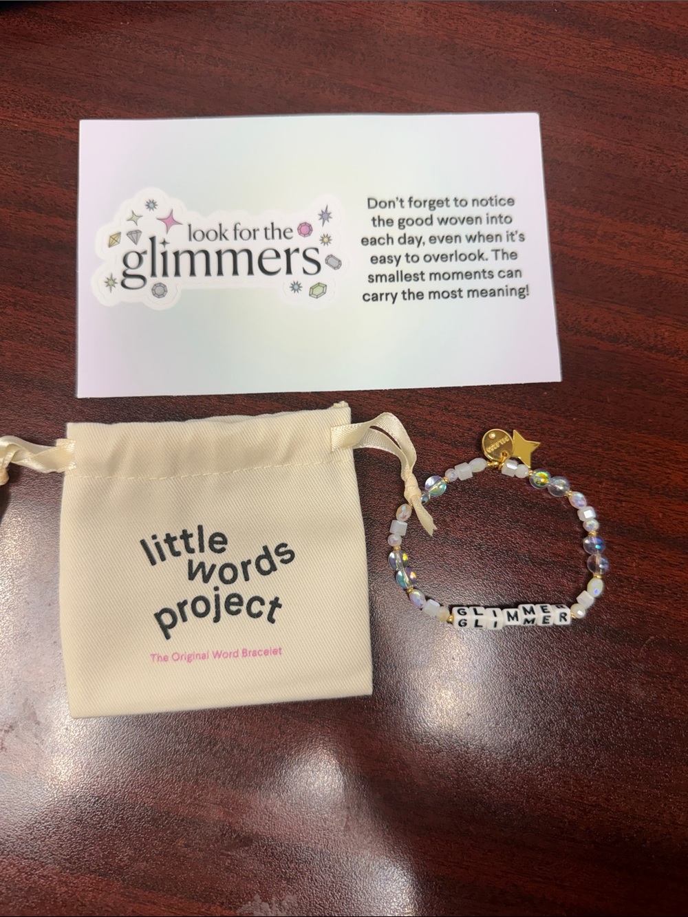 Little Words Project "Glimmer" Beaded Word Bracelet - Iridescent